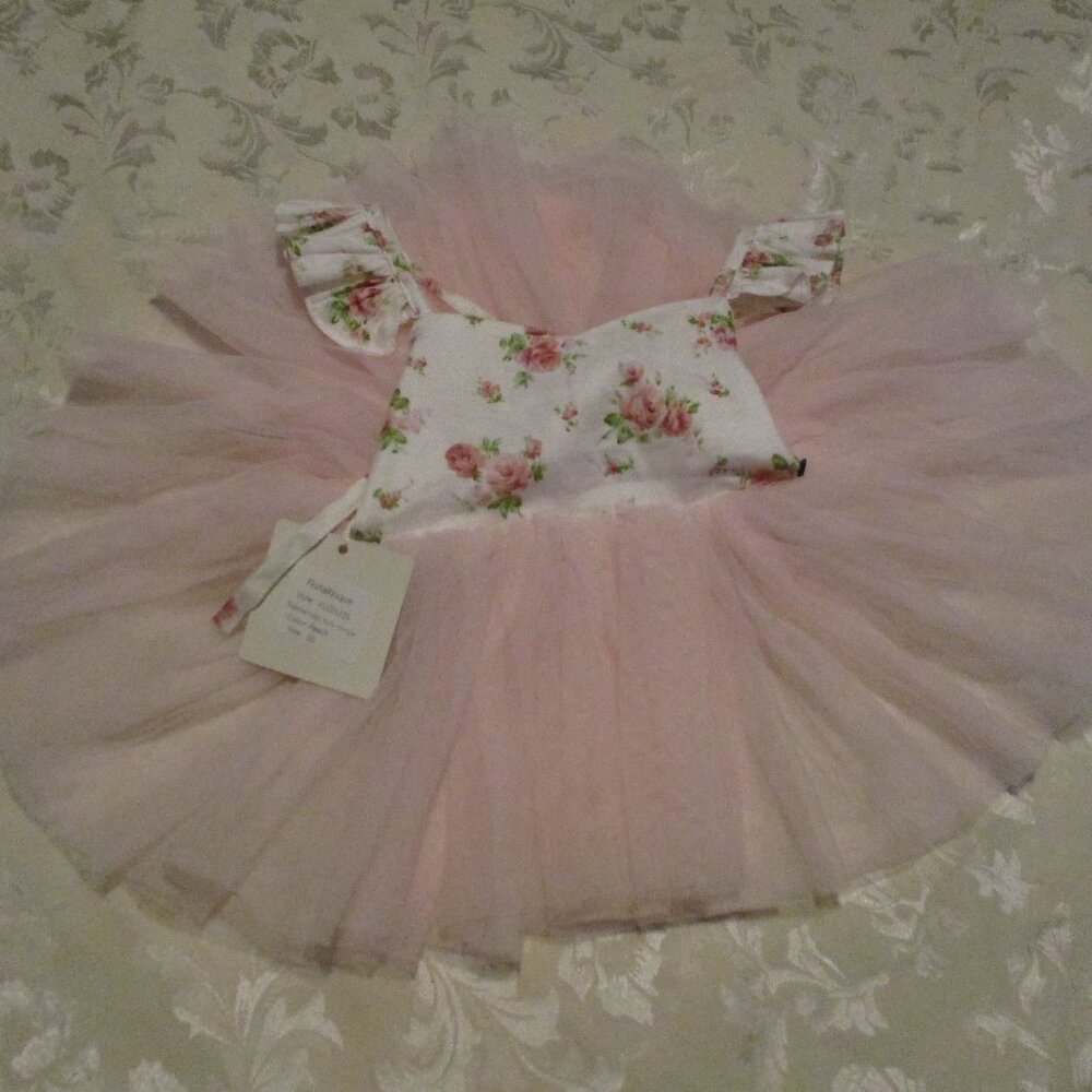 Flofallzique Summer Baby Girls Floral Tulle Dress romper bubble  6-12 months